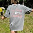 Childcare Provider Daycare Teacher Stole My Sanity Women's Comfort Colors T-Shirt Back Print Grey