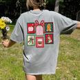 Christmas Teacher Stamps Women's Comfort Colors T-Shirt Back Print Grey