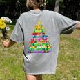 Christmas Tree Made Of Crayons School Teacher Life Student Women's Comfort Colors T-Shirt Back Print Grey Christmas Tree Made Of Crayons School Teacher Life Student Women's Comfort Colors T-Shirt Back Print Grey