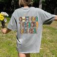 Coffee Teach Repeat Leopard Print Back To School Teachers Women's Comfort Colors T-Shirt Back Print Grey