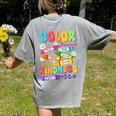 Color The World With Kindness Teachers Back To School Women's Comfort Colors T-Shirt Back Print Grey