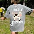 Cow Teacher Lover Women's Comfort Colors T-Shirt Back Print Grey