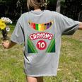 Crayon Box Fun Teacher Student Crayon Squad Halloween 2022 Women's Comfort Colors T-Shirt Back Print Grey
