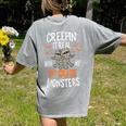 Creepin It Real With My 1st Grade Monsters Halloween Teacher Women's Comfort Colors T-Shirt Back Print Grey Creepin It Real With My 1st Grade Monsters Halloween Teacher Women's Comfort Colors T-Shirt Back Print Grey