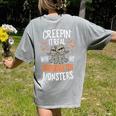 Creepin It Real Kindergarten Monsters Halloween Teacher Women's Comfort Colors T-Shirt Back Print Grey Creepin It Real Kindergarten Monsters Halloween Teacher Women's Comfort Colors T-Shirt Back Print Grey