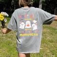 Creepin It Real With Kindergarten Monsters Halloween Teacher Women's Comfort Colors T-Shirt Back Print Grey