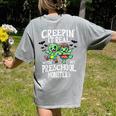Creepin It Real Monster School Preschool Teacher Halloween Women's Comfort Colors T-Shirt Back Print Grey