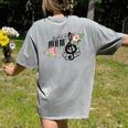 Cut Music Teacher Shirt With a Piano Keys Notes And Flowers Women's Comfort Colors T-Shirt Back Print Grey