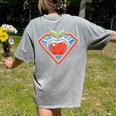 Cute Distressed Super Teacher Superhero Apple Women's Comfort Colors T-Shirt Back Print Grey Cute Distressed Super Teacher Superhero Apple Women's Comfort Colors T-Shirt Back Print Grey
