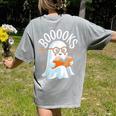 Cute Ghost Reading Book Librarian Teacher Halloween Costume Women's Comfort Colors T-Shirt Back Print Grey