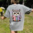 Cute Reading Owl Book Lover Teacher Librarian Bookworm Women's Comfort Colors T-Shirt Back Print Grey Cute Reading Owl Book Lover Teacher Librarian Bookworm Women's Comfort Colors T-Shirt Back Print Grey