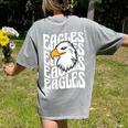 Eagles School Sports Fan Team Spirit Teacher Parent Student Women's Comfort Colors T-Shirt Back Print Grey