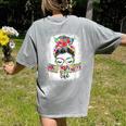 Early Head Start Life Messy Bun Back To School Teacher Women Women's Comfort Colors T-Shirt Back Print Grey