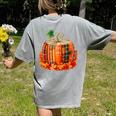 Fall Book Autumn Reading Teacher Halloween Pumpkin Season Women's Comfort Colors T-Shirt Back Print Grey