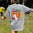 Fall Book Pumpkin Books Ghost Reading Halloween Teacher Women's Comfort Colors T-Shirt Back Print Grey Fall Book Pumpkin Books Ghost Reading Halloween Teacher Women's Comfort Colors T-Shirt Back Print Grey