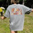 Fall In Love With Learning Autum Thanksgiving Teacher Kids Women's Comfort Colors T-Shirt Back Print Grey