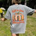 Fall In Love With Learning Book Lover Autumn Pumpkin Teacher Women's Comfort Colors T-Shirt Back Print Grey Fall In Love With Learning Book Lover Autumn Pumpkin Teacher Women's Comfort Colors T-Shirt Back Print Grey