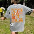 Fall In Love With Music Groovy Thanksgiving Music Teacher Men Women Girls Kids Women's Comfort Colors T-Shirt Back Print Grey