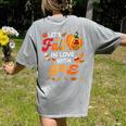 Lets Fall In Love With PE Teacher Thanksgiving Women's Comfort Colors T-Shirt Back Print Grey