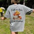Fall In Love With Reading Book Autumn Teachers Pumpkins Women's Comfort Colors T-Shirt Back Print Grey Fall In Love With Reading Book Autumn Teachers Pumpkins Women's Comfort Colors T-Shirt Back Print Grey