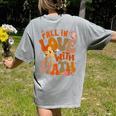 Fall In Love With Science Math Teacher Fall Thanksgiving Women's Comfort Colors T-Shirt Back Print Grey