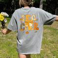 Fall Teacher Pumpkin Coquette Bow Autumn Classroom Women's Comfort Colors T-Shirt Back Print Grey Fall Teacher Pumpkin Coquette Bow Autumn Classroom Women's Comfort Colors T-Shirt Back Print Grey