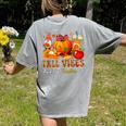 Fall Vibes Costume Teacher Thanksgiving Leopard Gnome Women's Comfort Colors T-Shirt Back Print Grey