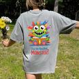 Feed The Reading Monster Halloween Teacher Women's Comfort Colors T-Shirt Back Print Grey Feed The Reading Monster Halloween Teacher Women's Comfort Colors T-Shirt Back Print Grey