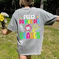 Feliz Primer Dia De Clases Kids Girl Teacher Spanish School Women's Comfort Colors T-Shirt Back Print Grey