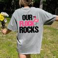Our Flock Rocks Flamingo Mother's Day Teacher Women's Comfort Colors T-Shirt Back Print Grey Our Flock Rocks Flamingo Mother's Day Teacher Women's Comfort Colors T-Shirt Back Print Grey
