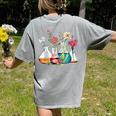 Floral Beakers Chemistry Lab Teacher Women's Comfort Colors T-Shirt Back Print Grey Floral Beakers Chemistry Lab Teacher Women's Comfort Colors T-Shirt Back Print Grey