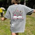 Floral Book a New Chapter Begins Retired Retirement Teacher Women's Comfort Colors T-Shirt Back Print Grey