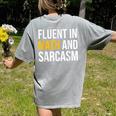 Fluent In Math And Sarcasm Teacher Appreciation Day Gift Women's Comfort Colors T-Shirt Back Print Grey Fluent In Math And Sarcasm Teacher Appreciation Day Gift Women's Comfort Colors T-Shirt Back Print Grey