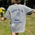 Fun 4th Of July Spilling The Tea Since 1773 History Teacher Women's Comfort Colors T-Shirt Back Print Grey