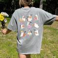 Ghost Book Reading Halloween Books Lover Teacher Kids Women's Comfort Colors T-Shirt Back Print Grey