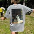 Ghost Library Halloween Book Reading Books Lover Teacher Women's Comfort Colors T-Shirt Back Print Grey