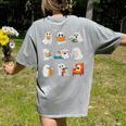 Ghost Reading Teacher Halloween Librarian Book Lover School Women's Comfort Colors T-Shirt Back Print Grey