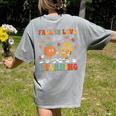Groovy Fall In Love With Learning Autumn Pumpkin Teacher Women's Comfort Colors T-Shirt Back Print Grey Groovy Fall In Love With Learning Autumn Pumpkin Teacher Women's Comfort Colors T-Shirt Back Print Grey