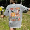 Groovy Pumpkin Spice Makes Teacher Nice Fall Thanksgiving Women's Comfort Colors T-Shirt Back Print Grey Groovy Pumpkin Spice Makes Teacher Nice Fall Thanksgiving Women's Comfort Colors T-Shirt Back Print Grey