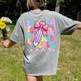 Groovy Teacher Cute Coquette Bow Flower Retro Back To School Women's Comfort Colors T-Shirt Back Print Grey