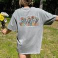 Groovy Tiny Human Tamer Floral Kindergarten Teacher Women's Comfort Colors T-Shirt Back Print Grey