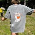 Halloween Cute Ghost Book Reading Teacher Women's Comfort Colors T-Shirt Back Print Grey Halloween Cute Ghost Book Reading Teacher Women's Comfort Colors T-Shirt Back Print Grey