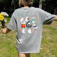 Halloween Music Teacher Ghost Playing Musical Instruments Women's Comfort Colors T-Shirt Back Print Grey
