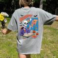 Halloween Skeleton Geography Teacher Pumpkin Bats Classroom Women's Comfort Colors T-Shirt Back Print Grey