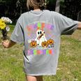 Halloween Teacher You Can't Scare Me I Teach Preschool Women's Comfort Colors T-Shirt Back Print Grey
