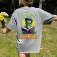 Halloween Teacher Librarian Frankenstein Reading Books Women's Comfort Colors T-Shirt Back Print Grey Halloween Teacher Librarian Frankenstein Reading Books Women's Comfort Colors T-Shirt Back Print Grey