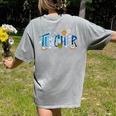 Hanukkah Leopard Plaid Teacher Chanukah Jewish Women Men Women's Comfort Colors T-Shirt Back Print Grey