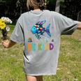 Happy First Day Of School Fish Rainbows Teacher Be Kind Women's Comfort Colors T-Shirt Back Print Grey