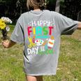 Happy First Day Of School Teacher Back To School Student Women's Comfort Colors T-Shirt Back Print Grey Happy First Day Of School Teacher Back To School Student Women's Comfort Colors T-Shirt Back Print Grey
