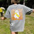 Happy Fri-Yay Friday Lovers Groovy Teacher Life Halloween Women's Comfort Colors T-Shirt Back Print Grey Happy Fri-Yay Friday Lovers Groovy Teacher Life Halloween Women's Comfort Colors T-Shirt Back Print Grey